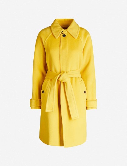 DIANE VON FURSTENBERG Lia belted wool coat in couch – yellow winter coats