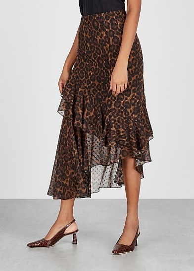 ERDEM Antoinette leopard-print midi skirt / asymmetric skirts