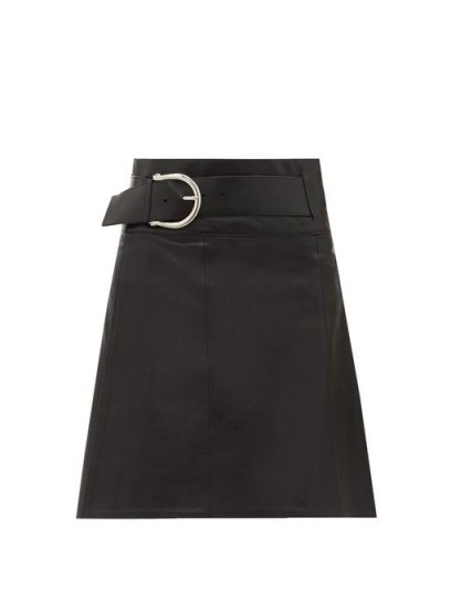 DODO BAR OR Estelle belted leather wrap skirt in black ~ classic A-line skirts - flipped