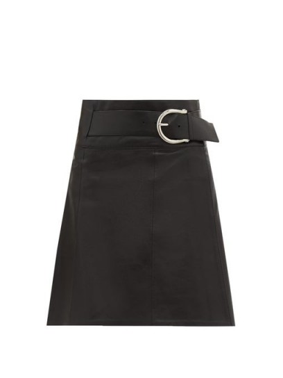 DODO BAR OR Estelle belted leather wrap skirt in black ~ classic A-line skirts