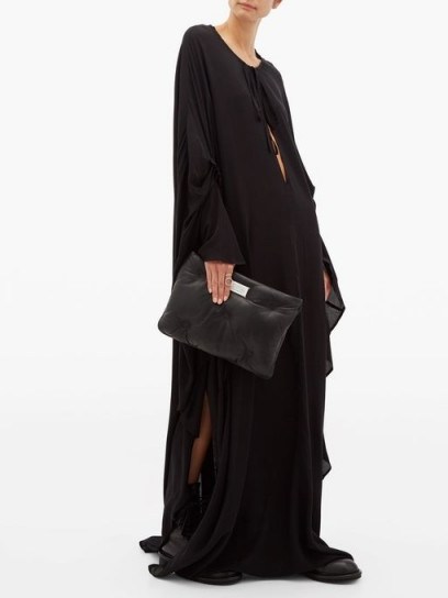 ANN DEMEULEMEESTER Ewing black cape-sleeve poplin maxi dress ~ flowing occasion dresses ~ fluid fabrics - flipped