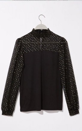 OASIS FOIL EMBELLISHED BLOUSE BLACK / high nick blouses - flipped