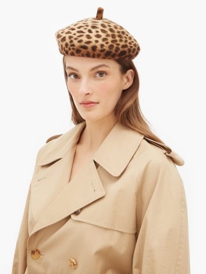 LOLA HATS Frenchy leopard-print felt beret ~ French style berets - flipped