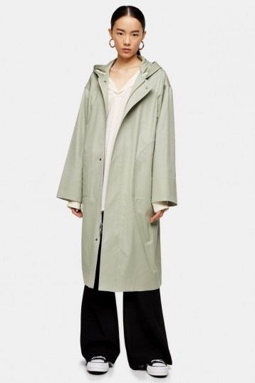 Topshop Boutique Hooded Parka Jacket in Green - flipped