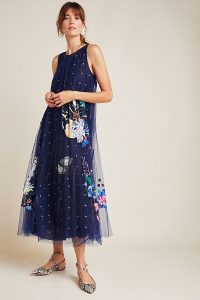Geisha Designs Ide Applique-Tulle Dress Navy