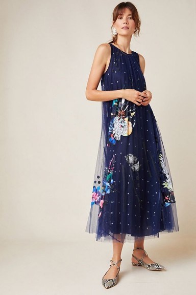 Geisha Designs Ide Applique-Tulle Dress Navy - flipped