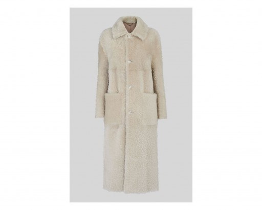 WHISTLES Erika Shearling Coat ~ textured winter coats - flipped