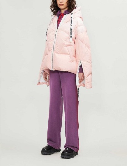 KHRISJOY Khris funnel-neck shell-down jacket in light-pink ~ oversized puffer jackets - flipped