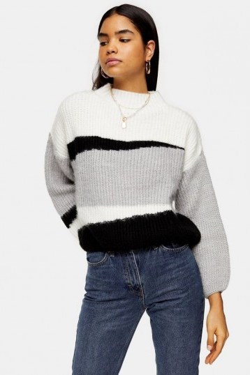 Topshop Knitted Colour Block Cropped Jumper | cool turtle neck sweater - flipped