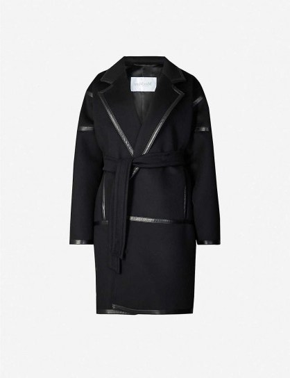 MAX MARA Nizza notch lapels wool-cashmere blend coat black ~ luxury winter wrap coats - flipped