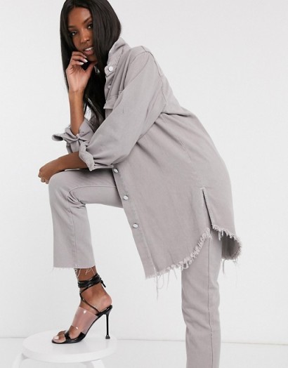 Missguided Tall denim co-ord in grey | shirt and jeans set