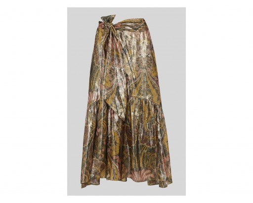 WHISTLES Paisley Metallic Skirt - flipped