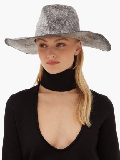 REINHARD PLANK HATS Nana P wide-brimmed straw hat in grey / hats / chic accessory - flipped