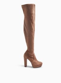 MISS SELFRIDGE OLIVE Tan Platform Knee High Boots