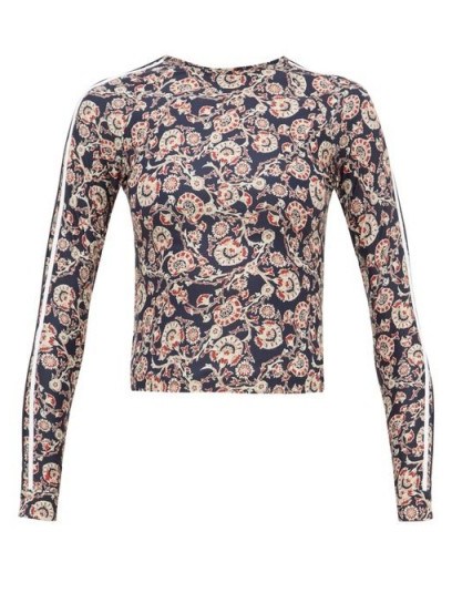 THE UPSIDE Paisley-print rash guard in navy / sporty poolside fashion - flipped