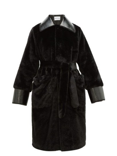 STAND STUDIO Pamella black faux-fur coat / luxe winter coats - flipped