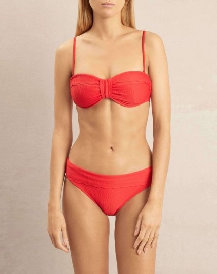 heidi klein Pampelonne Scallop Balcony Bikini in red – bright bikinis - flipped