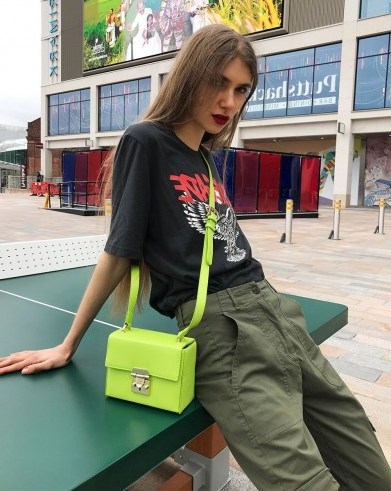 Pauls Boutique SADIE SMALL BOX BAG in LIME | bright green bags - flipped