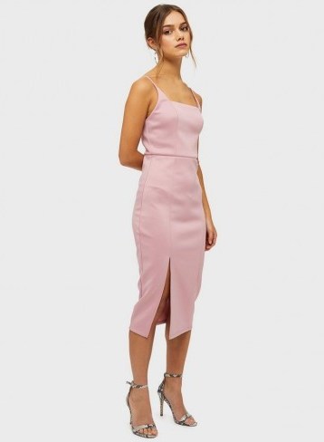 MISS SELFRIDGE PETITE Pink Square Neck Scuba Midi Dress - flipped