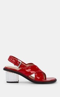 PLAN C Patent Leather Crisscross-Strap Slingback Sandals in red ruby – chunky slingbacks