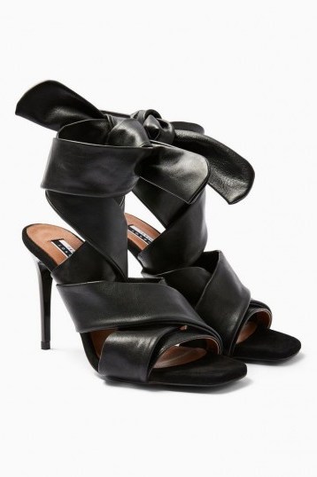 TOPSHOP RICO Leather Black Strap Heels - flipped