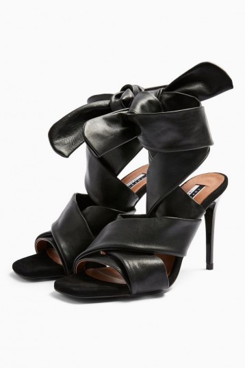 TOPSHOP RICO Leather Black Strap Heels