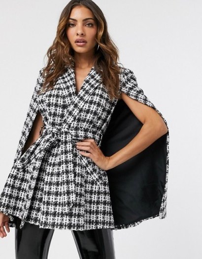 River Island boucle check cape jacket in multi | on-trend capes - flipped