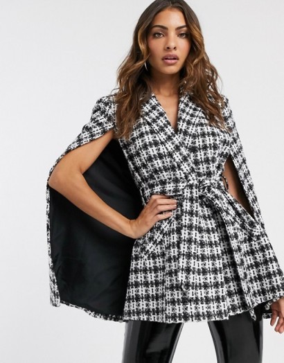 River Island boucle check cape jacket in multi | on-trend capes