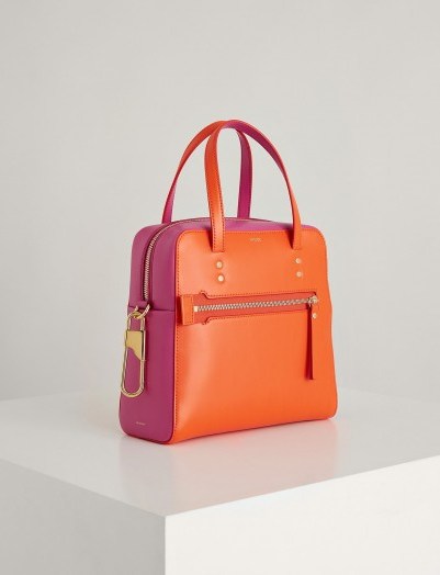 Joseph Leather Ryder 25 Bag in Carnelian | luxe colourblock handbag - flipped