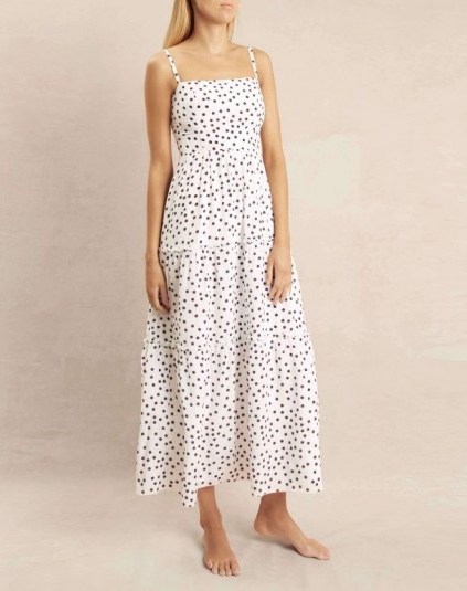 heidi klein Santa Margherita Ligure Square Neck Tiered Maxi Dress – polka dot sun dresses – resort wear - flipped