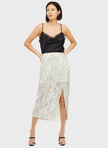 MISS SELFRIDGE Silver Sequin Midi Skirt – glamorous evening skirts