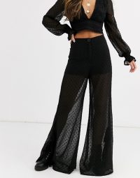 Sisters Of The Tribe high waist trousers in embroidered lace in black ~ wide floaty pants