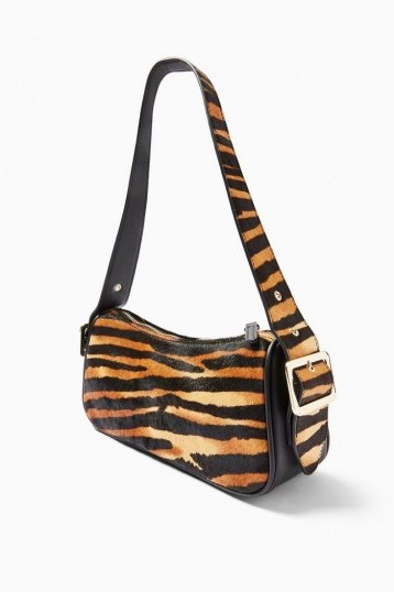 Topshop SLICK Tiger Print Shoulder Bag | wild animal prints | striped handbag - flipped