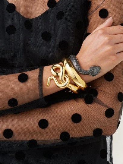 BEGUM KHAN Snake gold-plated cuff / eye-catching accessory - flipped