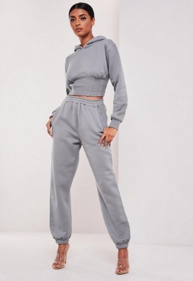 sofia richie x missguided grey oversized 90s joggers | vintage look leisure wear - flipped