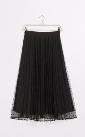 OASIS SPOT MESH MIDI SKIRT BLACK / sheer overlay skirts