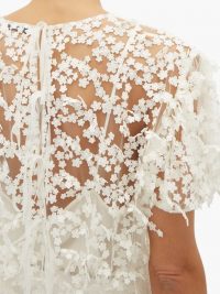 CECILIE BAHNSEN Tammi white floral-embroidered tulle blouse