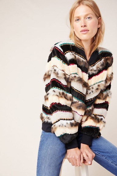 Conditions Apply Textured Trieste Bomber Coat ~ beaded faux fur jacket - flipped