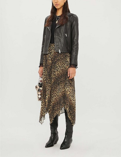 THE KOOPLES Leopard-print pleated midi skirt in leo01 – handkerchief hem skirts