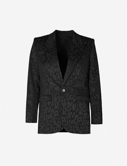 THE KOOPLES Leopard-print single-breasted jacquard blazer in black - flipped