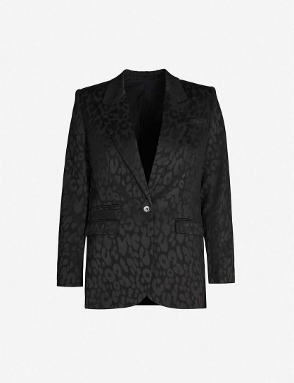 THE KOOPLES Leopard-print single-breasted jacquard blazer in black