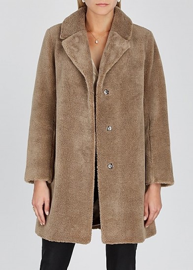 VELVET BY GRAHAM & SPENCER Triselle brown faux shearling coat / effortless winter glamour