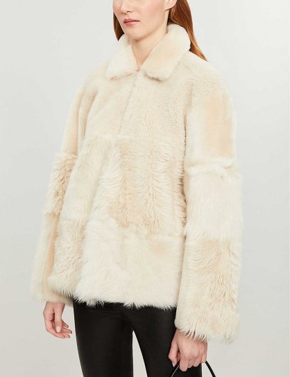 WHISTLES Hema faux-fur panelled shearling coat – luxe winter jackets - flipped