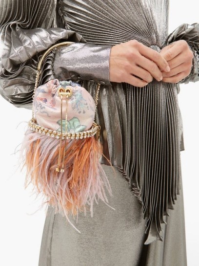 ROSANTICA BY MICHELA PANERO X Peter Pilotto Viola crystal and feather clutch in pink ~ feminine event bags