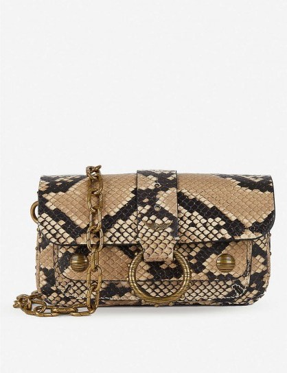 ZADIG&VOLTAIRE Kate Wild Wallet snakeskin-print cross-body bag in Desert - flipped