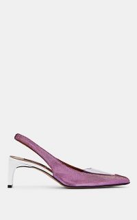 AREA Glitter Lamé Slingback Pumps purple/white ~ metallic point toe slingbacks