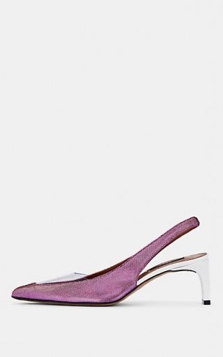 AREA Glitter Lamé Slingback Pumps purple/white ~ metallic point toe slingbacks - flipped