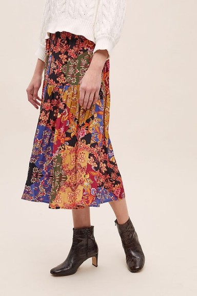 Kachel Diarra Mixed-Print Tiered Skirt – patchwork printed skirts