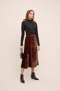 Just Female Aladi Leopard-Print Velvet Skirt in Brown Motif / winter midi skirts