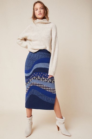 Anthropologie Lavinia Knitted Pencil Skirt ~ side split skirts - flipped